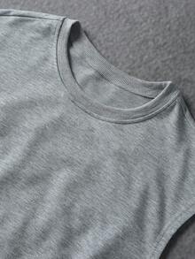 PAVTROS Camiseta sin mangas casual versátil con estampado de eslogan y cuello redondo para hombre - Gris - Ver 6