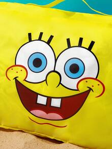 SpongeBob SquarePants | SHEIN 卡通主題旅行收納袋 3 款式，附拉鍊與提把，適合收納衣物與化妝品，趣味實用，適用旅行與日常使用 - 黃粉灰 - 查看 3