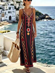 Selamara Women's Geometric Print Spaghetti Strap Dress - Multicolor - View 4
