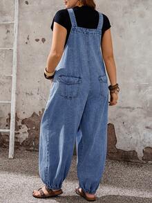 EMERY ROSE EMERY ROSE Plus Size Women'S Pocket Design Wide Leg Loose Casual Denim Overalls Vacation Outfits - Medium Wash - View 2