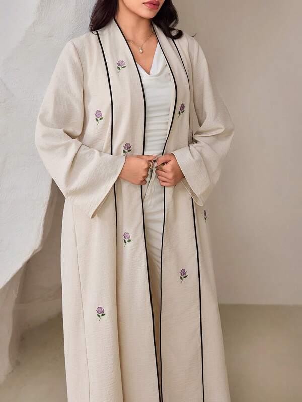 Veilorie Women's Embroidered Long Sleeve Loose Fit Arabic Abaya
