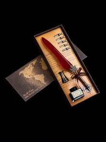 1 Set Jubaboz Calligraphy Brush Pen With Stamp And Sealing Wax, Feather Pen, Ink, - multicolor - View 16