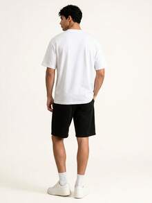 Chillumni Men's Slogan Print Crew Neck Short Sleeve T-Shirt And Drawstring Waist Shorts Set - Multicolor - View 2
