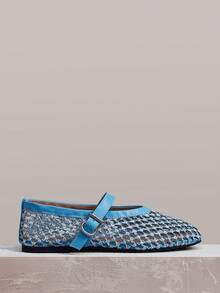 Styleloop Ladies, Willow Nails, Buckles, Flat Shoes. - Light blue - View 5