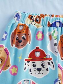 SHEIN | PAW Patrol Setelan Pakaian Santai Anak Laki-Laki dengan Motif Kartun Lucu, Atasan Lengan Pendek dan Celana Pendek - Biru - View 6