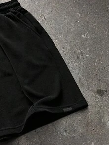 NEON BLANC 男士純色針織短袖T恤與短褲兩件套 - 黑色 - 查看 9