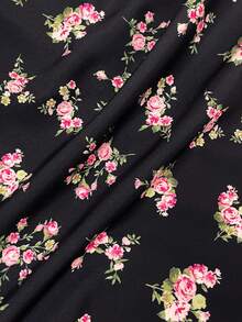 Skyraze Women Bowknot Strap Floral Print Long Dress For Summer,Graduation Dress,Modest Dresses For Women - Black - View 4