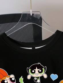 THE POWERPUFF GIRLS X SHEIN 大尺碼女款圓領卡通印花休閒日常夏季T恤 - 白色 - 查看 3