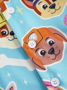 SHEIN | PAW Patrol Setelan Pakaian Santai Anak Laki-Laki dengan Motif Kartun Lucu, Atasan Lengan Pendek dan Celana Pendek - Biru - View 4