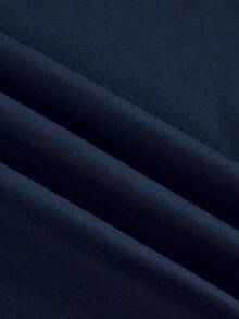 Courvante Men Plus Size Loose Fit Drop Shoulder T-Shirt With Letter Print - Navy Blue - View 5