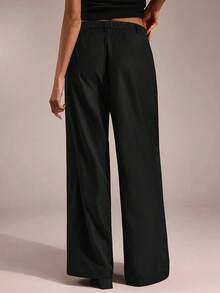 SHEIN Tall CURVE CURVE 新款加大码女式高个女孩黑色休闲直筒裤，带拉链和口袋，高腰设计让您看起来更苗条，腿部更修长，适合高个女性。高腰设计让您看起来更苗条，腿部更修长，适合高个女性。复古风格，适合所有季节和场合，适合高个女孩和女性，夏季阔腿裤，夏季阔腿裤，夏季休闲装，夏季度假装，女士长裤，春季装，阔腿裤，办公裤，优雅裤，休闲裤，夏季高腰显瘦阔腿裤，优雅女士礼服裤，优雅派对裤，女士优雅裤，优雅长裤，女士度假装，假日装女士服装、夏季度假服装、夏季休闲装、女士休闲裤、女士性感裤、狂欢节服装、2026年狂欢节女士造型、2026年狂欢节女士服装、狂欢节女士服装 - 黑色 - 查看 2