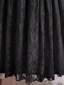 Tween Girls Elegant Back To School Formal Solid Black High Waist Sleeveless Flared Hem Lined Dress Sixth Form,Graduation,Party Autumn Fall - Black - View 7