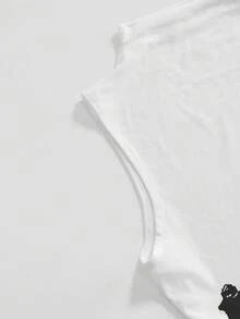 ROMWE Goth 女款立領交叉圖案休閒百搭日常穿著上衣 - 黑色 - 查看 4