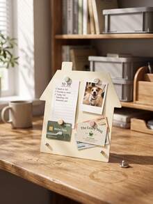 Joivida 1pc Cute House-Shaped Magnetic Memo Board, Standing Metal Message Board, Hanging Display Desktop Memo Decoration Rack - multicolor - View 4