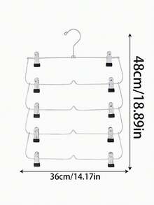 1pc Multi-Layer Hanger Skirt Rack With 12 Clips Space Saving Clothing Storage Rack Hanger Wardrobe Folding Pants And Skirt Hanger - Multicolor - View 12