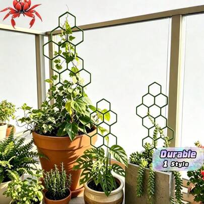 ハニカム型クライミングプラントトレリス 錆びないプラスチック製サポートポール、鉢植えのつる植物、花 & ガーデン植物用装飾フレーム
