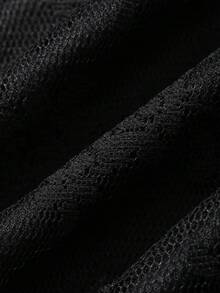 DAZY 秋季方領長袖蕾絲布料收腰側綁帶抓褶修身緊身中長洋裝 - 黑色 - 查看 9