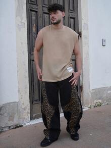 LEOGASHI LEOGASHI Men Summer Leisure Solid Color Wide Strap Tank Top - Camel - View 3