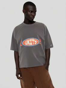 FORM&CHAOS Camiseta gris holgada con gráfico para hombre, verano - Gris - Ver 5