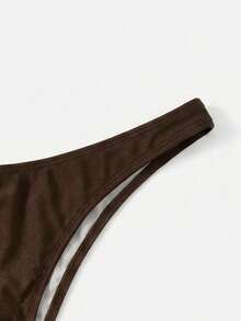 Swim Basics Bikini de unicolor para vacaciones en la playa - Café integral - Ver 3