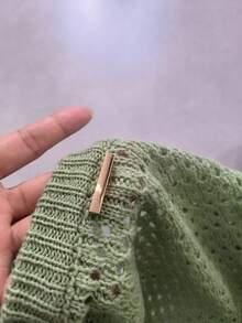 Manfinity CasualKnits 男士拼色條紋短袖針織上衣 - 綠色 - 查看 3