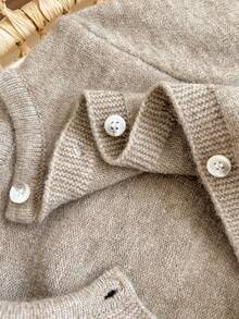 SHEIN Newborn Baby Girl Autumn/Winter Cute Cartoon Pattern Long Sleeve Sweater Romper - Khaki - View 5