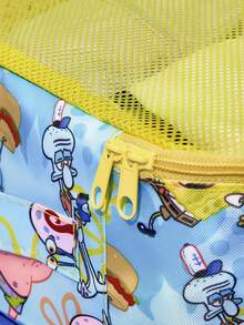 SpongeBob SquarePants | SHEIN 1pc/1set Cute Cartoon Print Polyester Travel Storage Bag, Mesh Surface, Categorized Storage, Multiple Sizes Available, Suitable For Various Bag Sizes, Great For Short Trips, Long Trips, Daily Home Organization, Suitable For Boys, Girls, Men, Women And Students - Green - View 9