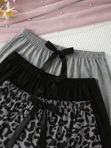 Lowkey Lull 3件組女款夏季休閒蝴蝶結裝飾睡褲 - 彩色 - 查看 6