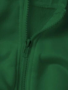 INAWLY 女款純色時尚前拉鍊連帽衛衣與寬鬆長褲兩件套 - 軍綠色 - 查看 5