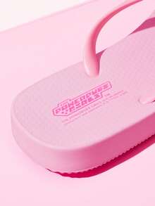 THE POWERPUFF GIRLS X SHEIN 卡通夾腳拖鞋，EVA輕量材質，腳趾保護，透氣快乾，柔軟舒適，適合室內、淋浴或海邊等多種場合使用，夏季服飾，春季服飾，海灘，度假 - 珊瑚粉 - 查看 12