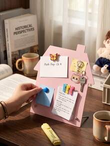 Joivida 1pc Cute House-Shaped Magnetic Memo Board, Standing Metal Message Board, Hanging Display Desktop Memo Decoration Rack - multicolor - View 3