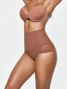 SHAPORA Women's Mesh Patchwork Casual Daily Wear Shaping Triangle Panties - Rust Brown - View 4