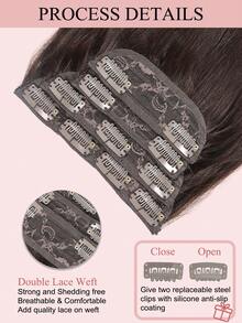 4 piezas de extensiones de cabello humano con clip, de 8-20 pulgadas, extensiones con clip invisibles y rectas sin costuras para mujeres, doble trama #2 - S2 - Ver 4