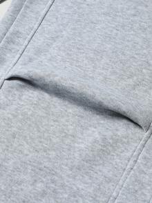 Manfinity Roghcode Men's Letter Print Colorblock Drawstring Waist Casual Daily Wide Leg Sweatpants - Light Grey - View 5