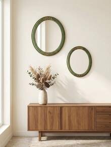 Cirelle 1pc Vintage Gold Ornate Oval Wall Mirror For Bathroom, Bedroom, Living Room, Traditional Victorian Rococo Style Decorative Carved Frame Hanging Mirror - 1PC - View 3