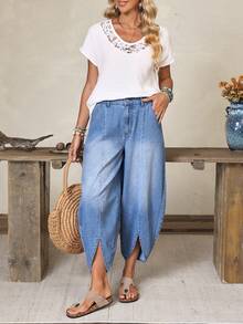 EMERY ROSE Women's Pocket Tapered Casual Loose Fit Jeans - Blue - View 6