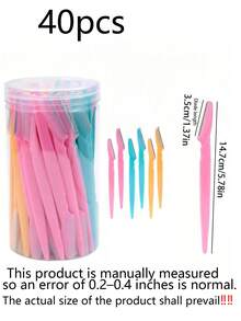40Pack Stainless Steel Eyebrow Razors - Fragrance-Free Multi-Purpose Body Hair Removal Tool With Sharp Blades For Easy Grooming, No Accessories Included - 40Pcs + transparent bucket - View 8