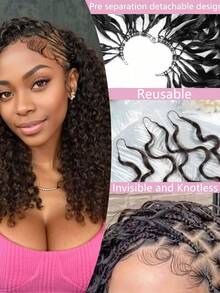 Boho Braids 100%真人发钩编发，缅甸卷发，奇迹结钩编发，羽毛线波西米亚风钩编辫子，真人发沙龙丝滑无痕隐形细软发质女性专用微型预环钩编真人发接发 - S4 - 查看 4