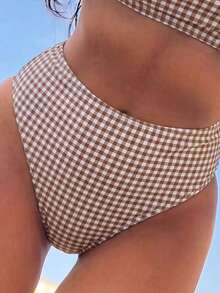 Swim Vcay 女款夏季比基尼套裝，隨機印花肩帶上衣與高腰泳褲，2件式海灘度假泳裝 - 彩色 - 查看 3