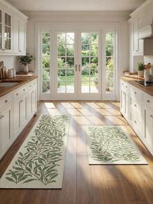 1 件装现代简约地毯，精美树叶图案植物元素走廊地毯，适用于浴室、厨房、玄关、走廊、床边、客厅、卧室，柔软可水洗，家居装饰 - 彩色 - 查看 6
