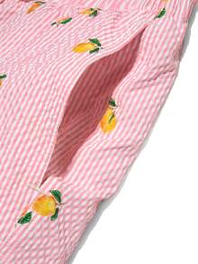 Horizaway Men's Striped Lemon Print Beach Shorts - Pink - View 4