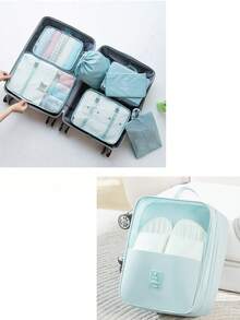 9pcs/7pcs/1pc Travel Organizer Set, Packing Cubes, Clothes Storage Bags, Toiletry Bag, Makeup Bag, Data Cable Organizer, Shoe Bag, Underwear Pouch, Garment Organizer, Suitable For Shirts, Lingerie, Clothing, Cosmetics, Lipsticks, Eyeshadow, Foundation, Brushes And Toiletries Like Toothbrush, Toothpaste, Facial Cleanser, Toner, Lotion, Cream, For Travel, Hospitalization, Packing Luggage, Dorm, School, Vacation - Multicolor - View 28