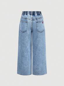 Jeanoix Women's Plus Size Casual Wide Leg Loose Fit Jeans Pocket Embroidery - Medium Wash - View 7