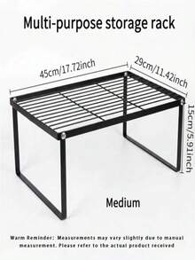 1pc Carbon Steel Countertop Storage Rack - Foldable Wardrobe Organizer, Polished Surface, Space-Saving, Suitable For Kitchen, Dining Room, Bar, Kitchen Tools And Small Items, Minimalist Design, Sturdy Structure, Fits Kitchen Cabinet, Practical - M - View 11