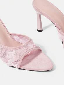 CUCCOO HITCHD Spitze dreidimensionale Rosen Quadratzehen schmale Absatz Sandalen, Außenbekleidung, Feen Hochzeitsschuhe - Pink - Übersicht 6