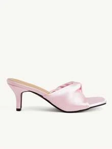 CUCCOO CHICEST 女款春夏新款粉色百褶鞋面高跟涼鞋 - 粉色 - 查看 3