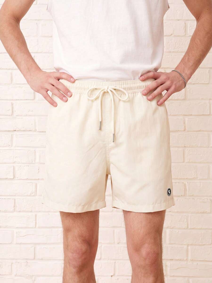 Zalmeno Apricot Men's Beach Shorts Christmas  With Water Repellent Fabric Quick Dry Technology And Pockets Ideal For Summer Sports And Gym Commuting Mens Shiny Cream Shorts Yellow Men Swim Trunks Christmas Gift - Apricot - View 1