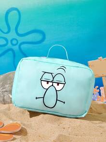 SpongeBob SquarePants | SHEIN 卡通主題旅行收納袋 3 款式，附拉鍊與提把，適合收納衣物與化妝品，趣味實用，適用旅行與日常使用 - 黃粉灰 - 查看 6