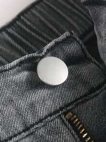 SHEIN 青少年男孩休閒十字圖案灰色彈性緊身牛仔褲，萬聖節與黑色上學款 - 灰色 - 查看 5