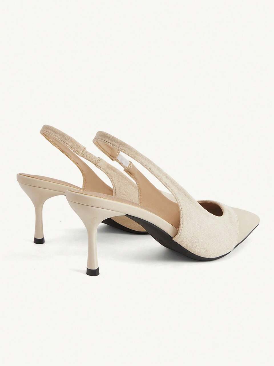 CUCCOO CHICEST Women's Shoes Simple Color Matching Pointed Back Strap Women's Shoes Apricot Splicing Thin Heels Women's High Heels Daily Commuting Versatile